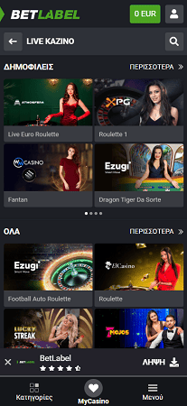 Ζωντανά παιχνίδια στο Betlabel Καζίνο