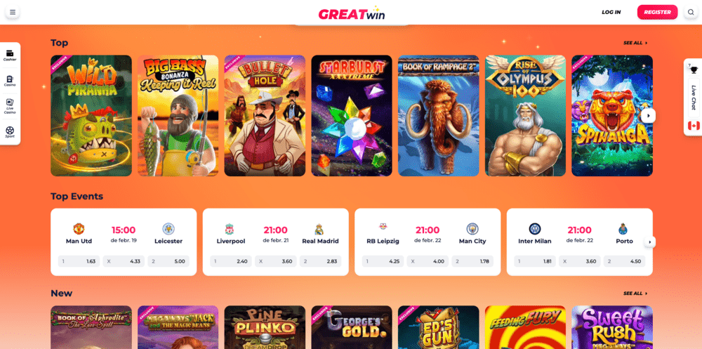 Ποικίλη επιλογή παιχνιδιών στο GreatWin Casino