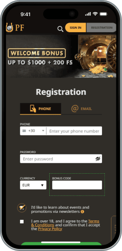 Εγγραφή στο Play Fortuna